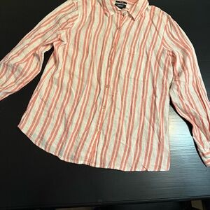 Jones & Co orange Striped Linen Shirt women’s size large